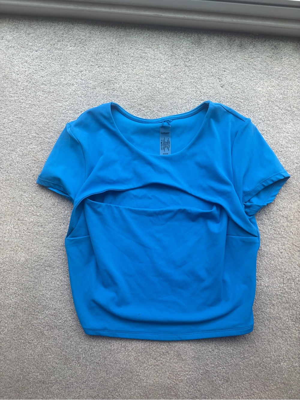 Garage Women's Bright Blue Short Sleeve top with cut out, size small